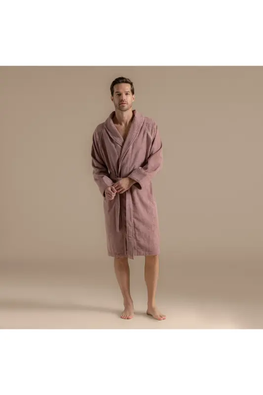 Solid Bamboo Unisex Bathrobe Ash Rose - Ash Rose - 5