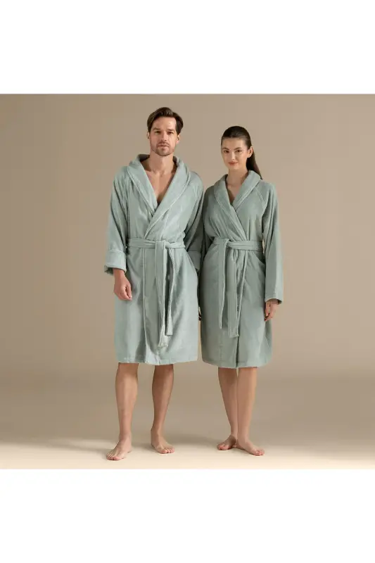 Solıd Bambu Unısex Bornoz DUMAN YEŞİLİ - 142343 - 1