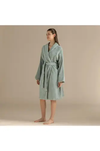 Solıd Bambu Unısex Bornoz DUMAN YEŞİLİ - 142343 - 3