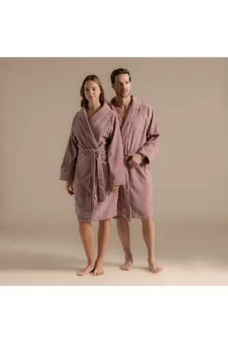 Solıd Bambu Unısex Bornoz Küllü Gül - Küllü Gül 
