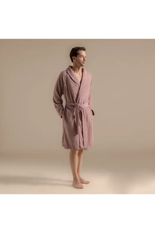 Solıd Bambu Unısex Bornoz Küllü Gül - Küllü Gül - 6