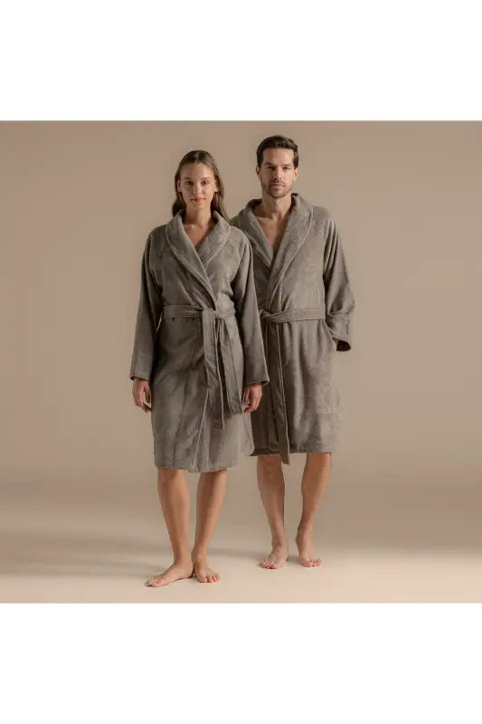 Solid Bambu Unisex Bornoz Vizon - 168386 - 1