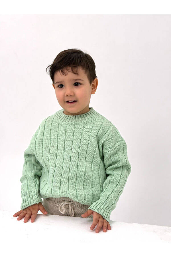 Solid Green Knitted Thick Cable Baby/Child Knit Sweater (Please Specify Full Age) - 5