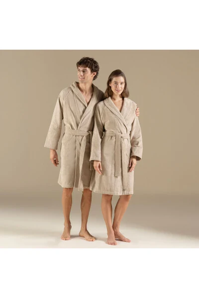 Solid Unisex Bathrobe Dark Beige - CHAKRA