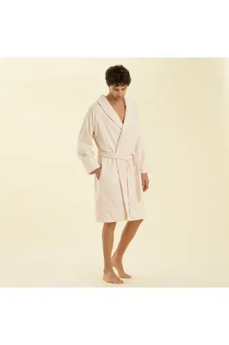 Solid Unisex Bathrobe Powder-Pink - 3