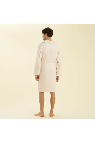 Solid Unisex Bathrobe Powder-Pink - 4
