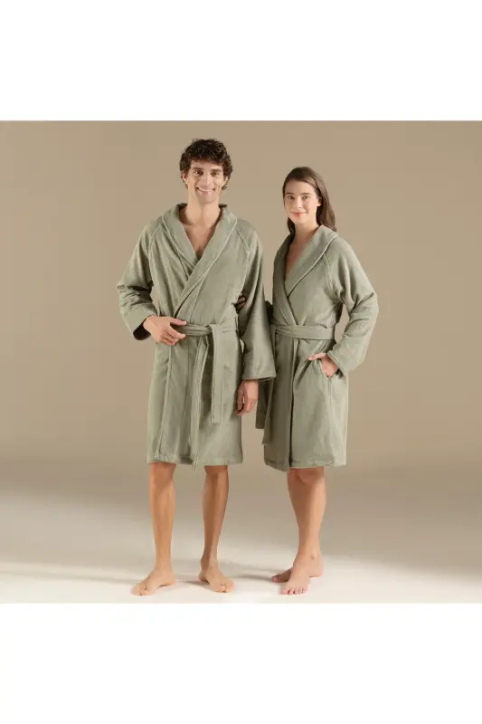 Solid Unisex Bornoz Açık Yeşil-Açık Yeşil - CHAKRA