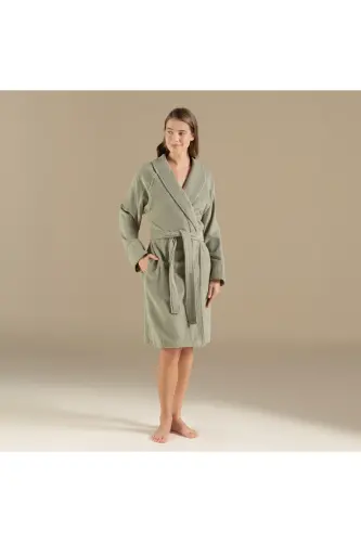 Solid Unisex Bornoz Açık Yeşil-Açık Yeşil - 3