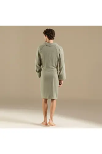 Solid Unisex Bornoz Açık Yeşil-Açık Yeşil - 7