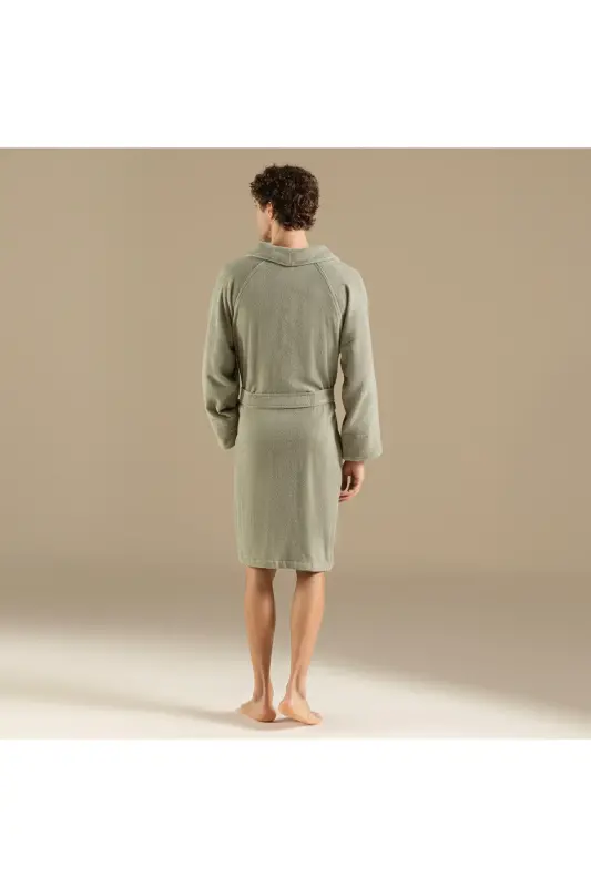 Solid Unisex Bornoz Açık Yeşil-Açık Yeşil - 7