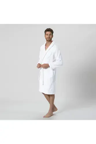 Solid Unisex Bornoz Beyaz-BEYAZ - 8