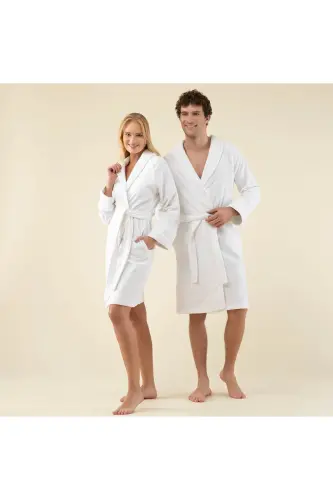 Solıd Bambu Unısex Bornoz Beyaz - BEYAZ 