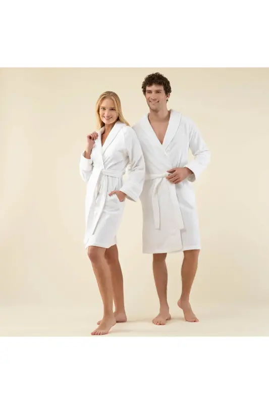 Solid Unisex Bornoz Beyaz-BEYAZ - CHAKRA