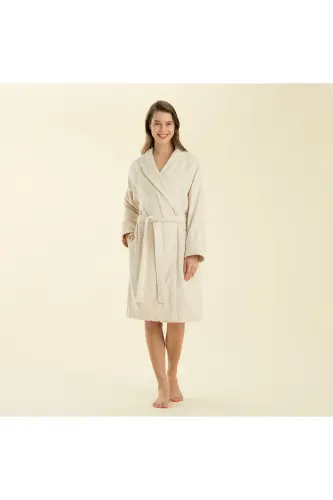 Solid Unisex Bornoz Ekru-EKRU - CHAKRA (1)