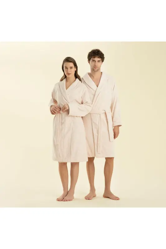 Solid Unisex Bornoz Pudra-Pembe - CHAKRA
