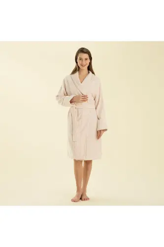 Solid Unisex Bornoz Pudra-Pembe - CHAKRA (1)