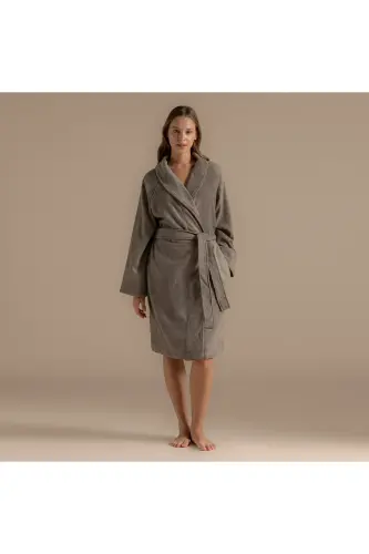 Solid Unisex Bornoz Vizon-168386 - CHAKRA (1)