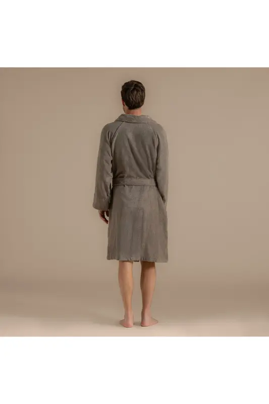 Solid Unisex Bornoz Vizon-168386 - 7