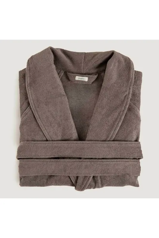 Solid Unisex Bornoz Vizon-168386 - 8