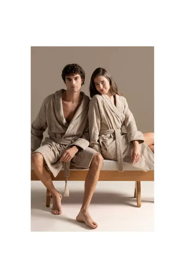 Solid Unisex Xalat Qorong'i bej - 2