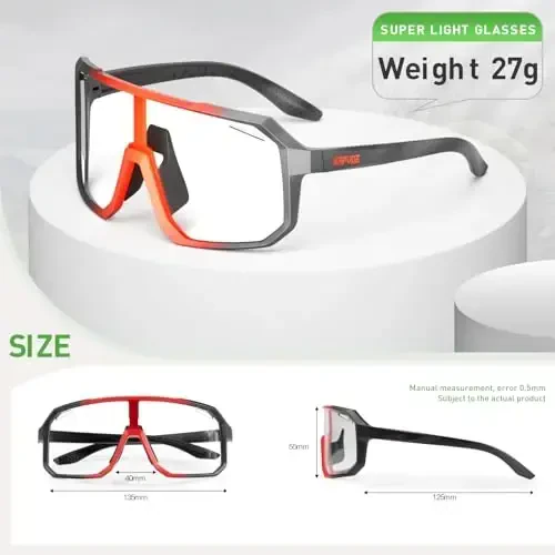 Солнцезащитные очки для велосипеда KAPVOE Photochromic Cycling Glasses, спортивные солнцезащитные очки для мужчин и женщин, горные велосипедные очки, прозрачные велосипедные очки MTB. - 5