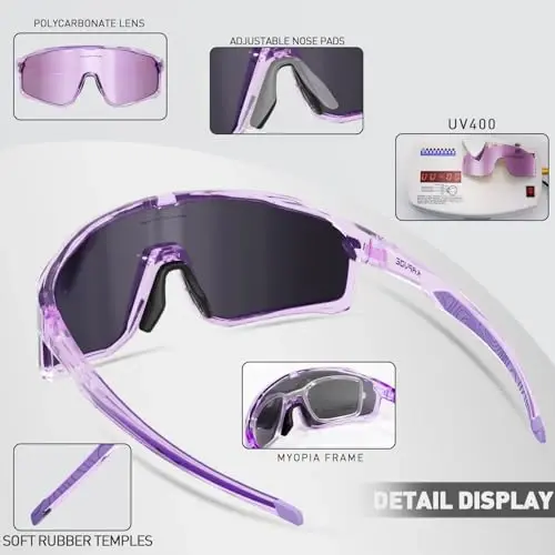 Солнцезащитные очки для велоспорта KAPVOE Polarized Cycling Glasses Men Women Mountain Bike Glasses MTB Riding TR90 Sport Sunglasses Running Bicycle Triathlon - 8