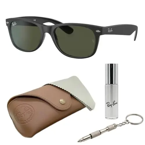 Солнцезащитные очки Ray-Ban RB2132 NEW WAYFARER COLOR MIX квадратной формы для мужчин и женщин с официальным комплектом RAYBAN Eyewear Kit - 1