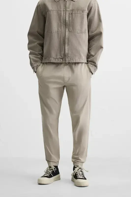 SOLUK EFEKTLİ JOGGER BEL PANTOLON-sarımsı kahverengi - 2