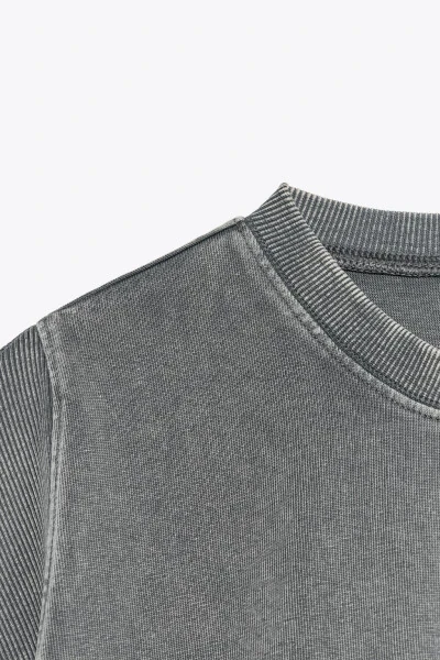 SOLUK EFEKTLİ KOLSUZ T-SHIRT-Koyu gri - 7