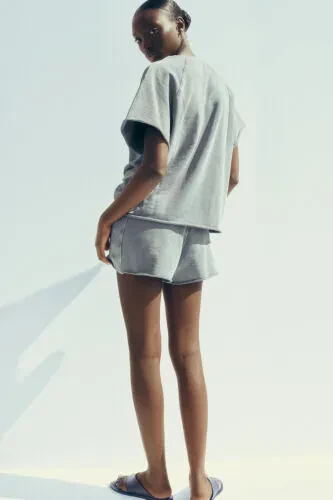 SOLUK EFEKTLI YAZILGAN KOTON SWEATSHIRT-Antratsit kulrangi - 4