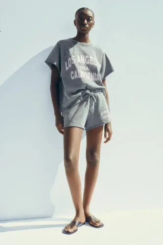 SOLUK EFEKTLİ YAZILI KOTON SWEATSHIRT-Antrasit grisi - 1