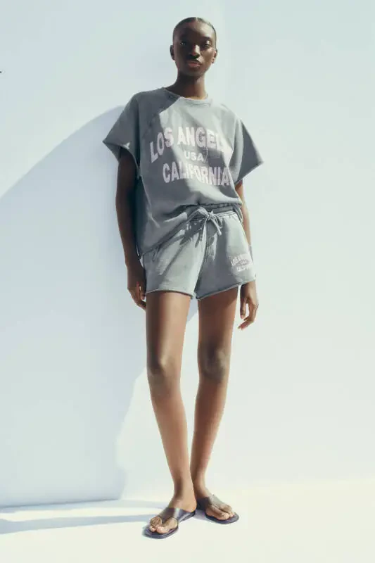 SOLUK EFEKTLİ YAZILI KOTON SWEATSHIRT-Antrasit grisi - 1