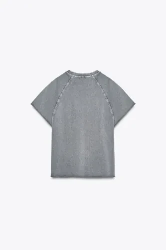 SOLUK EFEKTLİ YAZILI KOTON SWEATSHIRT-Antrasit grisi - 6