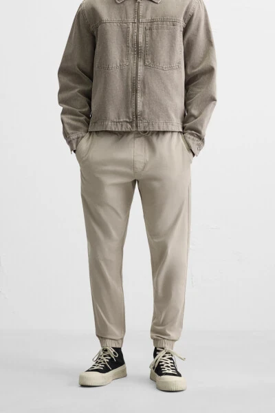 SOLUQ ​​EFFEKTLI JOGGER BEL ​​SHIM-sarg'ish jigarrang - MODAZONE (1)