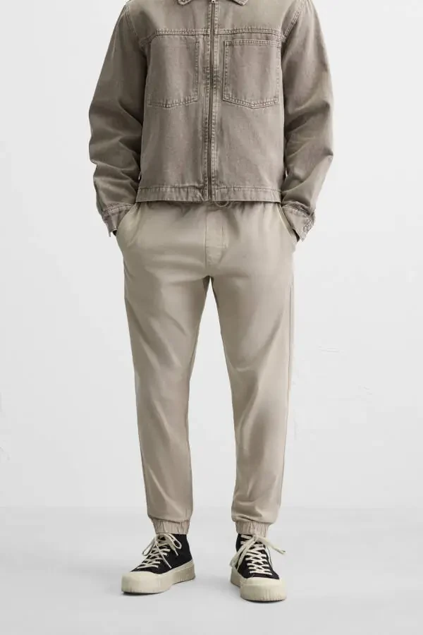 SOLUQ ​​EFFEKTLI JOGGER BEL ​​SHIM-sarg'ish jigarrang - 2