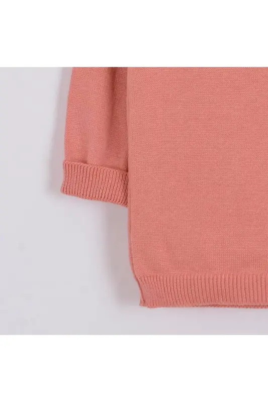 Somon color knitted cardigan with frills for baby girls, 6-24 months - 4