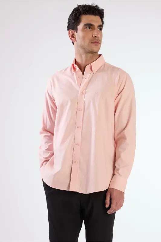 Somon Erkek Regular Fit Oxford Brent Düğmeli Yaka Uzun Kol Gömlek-SOMON - 2