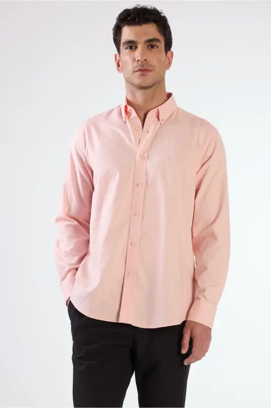 Somon Erkek Regular Fit Oxford Brent Düğmeli Yaka Uzun Kol Gömlek-SOMON - DUFY