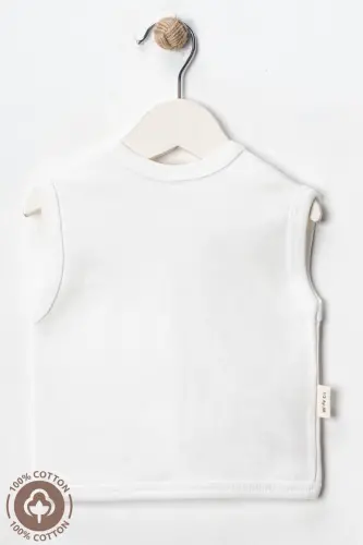 Kız Bebek Ayıcık Nakışlı Organik Pamuklu 3-6-9 Ay 2li Penye Bebek Yelek - Somon-SOMON - 6