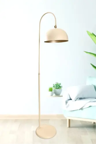 Sonart Lambader Krem Metal Tasarım Lüx Yerden Aydınlatma - Sarı Boya-3159 