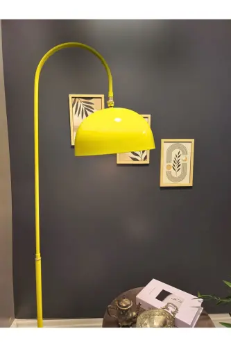 Sonart Taksi Sarısı Lambader Hareketli Başlık Modern Dekoratif Metal Tasarım Şık Yerden Aydınlatma - Turkuaz-3264 - 3