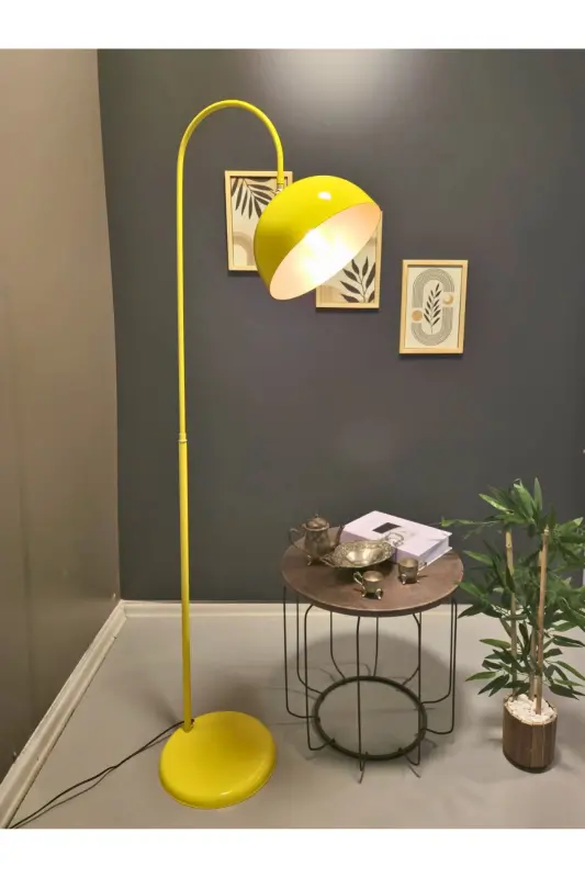Sonart Taksi Sarısı Lambader Hareketli Başlık Modern Dekoratif Metal Tasarım Şık Yerden Aydınlatma - Turkuaz-3264 - 4
