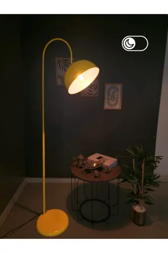 Sonart Taksi Sarısı Lambader Hareketli Başlık Modern Dekoratif Metal Tasarım Şık Yerden Aydınlatma - Turkuaz-3264 - 5