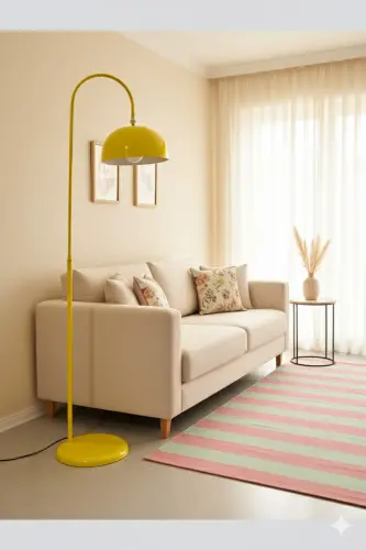 Sonart Taksi Sarısı Lambader Hareketli Başlık Modern Dekoratif Metal Tasarım Şık Yerden Aydınlatma-Turkuaz 