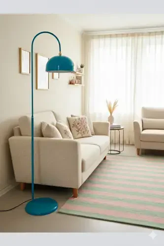 Sonart Turkuaz Lambader Harakatlanuvchi Bosh Modern Dekorativ Metal Dizayn Zamonaviy Pol Yorug'ligi Lamba-Turkuaz - 1