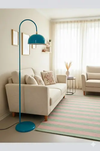 Sonart Turquoise Floor Lamp Adjustable Head Modern Decorative Metal Design Stylish Floor Lighting Lamp-Turquoise 