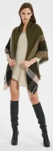 VIVIAN & VINCENT Fall Winter Scarf Classic Tassel Plaid Tartan Warm Soft Chunky Large Blanket Wrap Shawl Scarves for Women - MODAZONE (1)