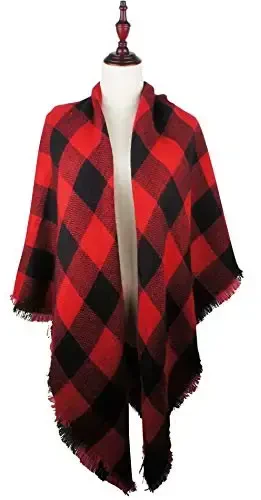 VIVIAN & VINCENT Fall Winter Scarf Classic Tassel Plaid Tartan Warm Soft Chunky Large Blanket Wrap Shawl Scarves for Women - 3