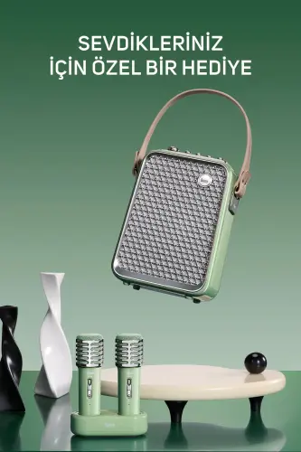 SongBird-HQ 50W Portable Bluetooth Speaker with Dual Karaoke Microphones and 6 Sound Effects - 6