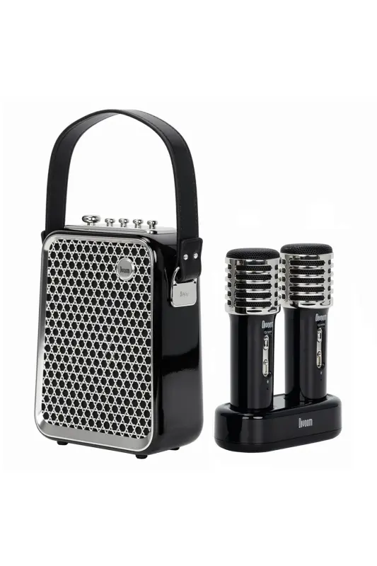 SongBird-HQ Black Dual Karaoke Microphone Bluetooth Speaker-Black - DIVOOM